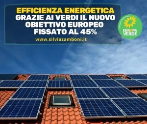EFFICIENZA ENERGETICA: GRAZIE AI VERDI OBIETTIVO EUROPEO FISSATO AL 45%