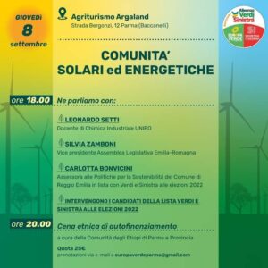 Appuntamento a Parma su comunità solari e energetiche